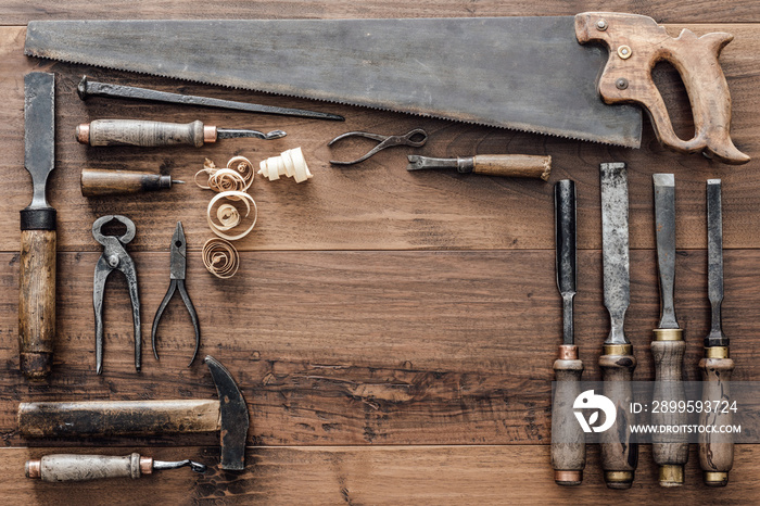 Collection of vintage woodworking tools