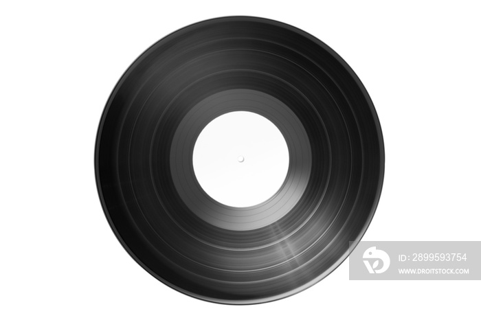 Top view of Vinyl record with bank label isolated