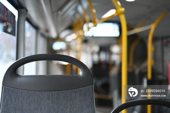 Inside a public transport bus in Hamburg Germany