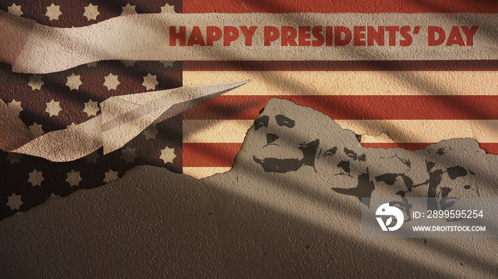 Happy Presidents Day. Mount Rushmore and Paper Airplane