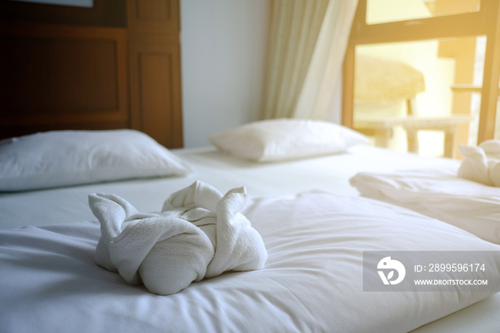 Twin beds room in hotel