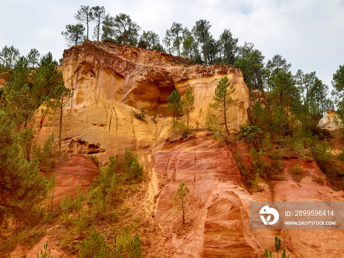 red ocher lands in the Rustrel roussillon nature park orange hills