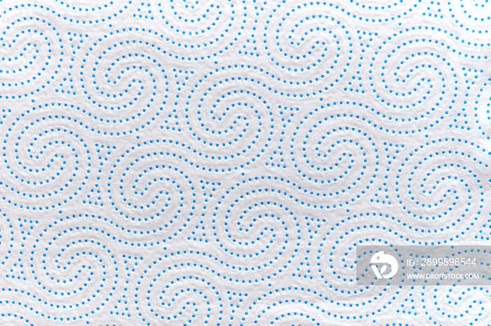 white paper kitchen napkin with blue wave shapes