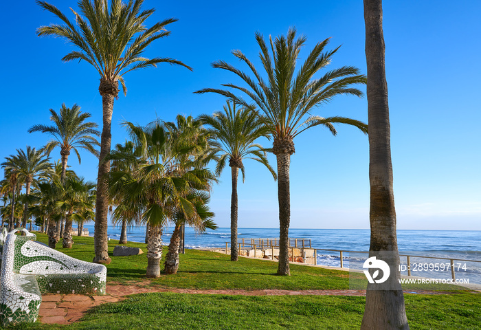 Oropesa de Mar beach mosaic bench park