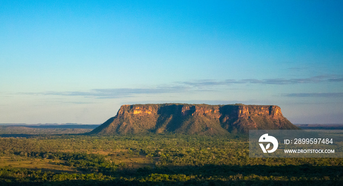 Rock formations landscape at chapada das mesas, Brazil, seen from the Pedra furada tourist attraction.