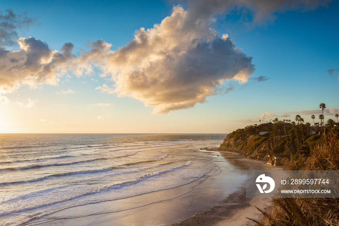 Golden sunset time at Swamis in Encinitas CA