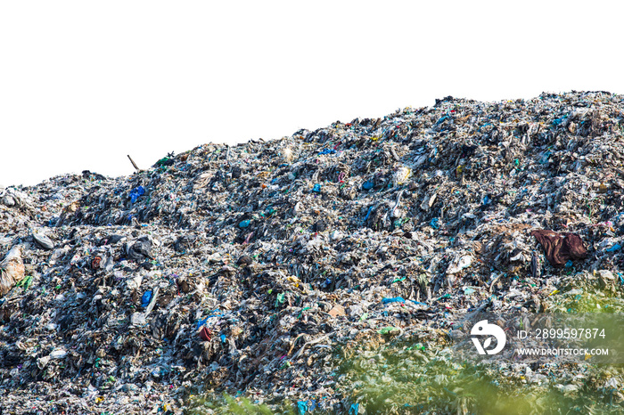 large garbage isolated on white background,mountain dump,garbage in the nature,