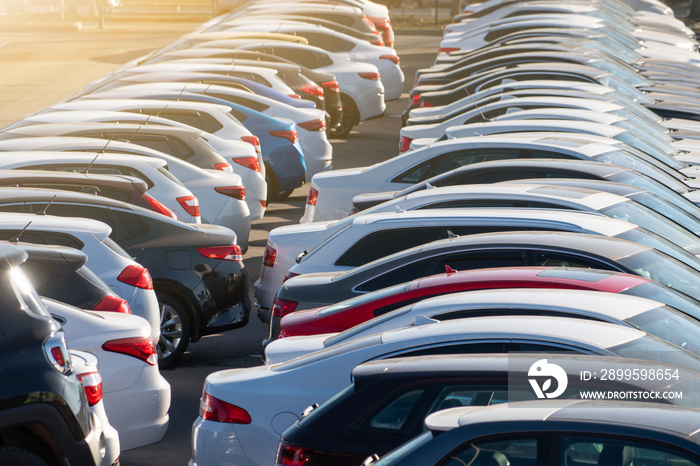 Parked cars in a rows. City parking