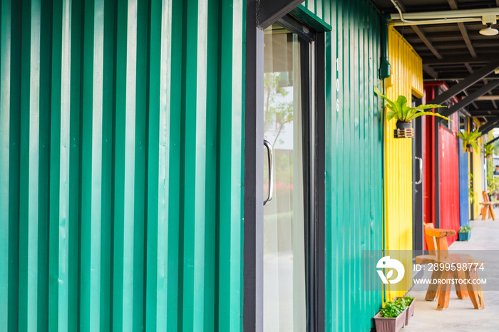 Modern metal building room made from refurbish shipping container.