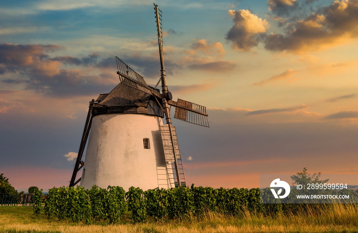 Old windmill near Retz village in Austria.