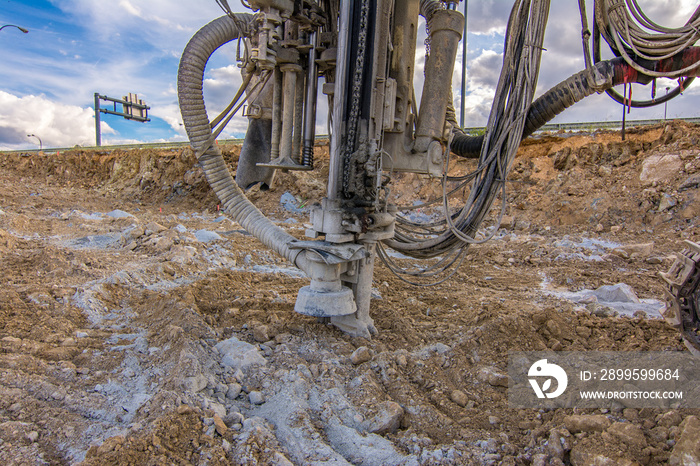 Professional drilling rig doing a geotechnical study of the terrain