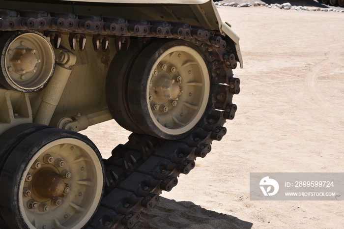 Closeup of army tank tread