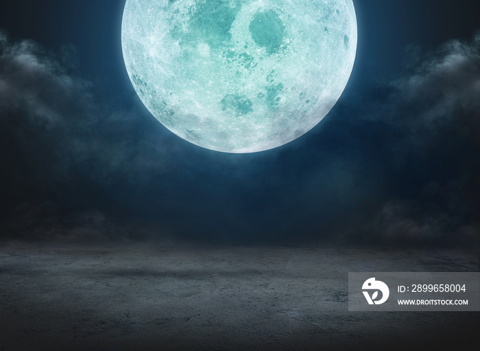 halloween background concept, backgrounds night sky with full moon and clouds. Elements of this imag