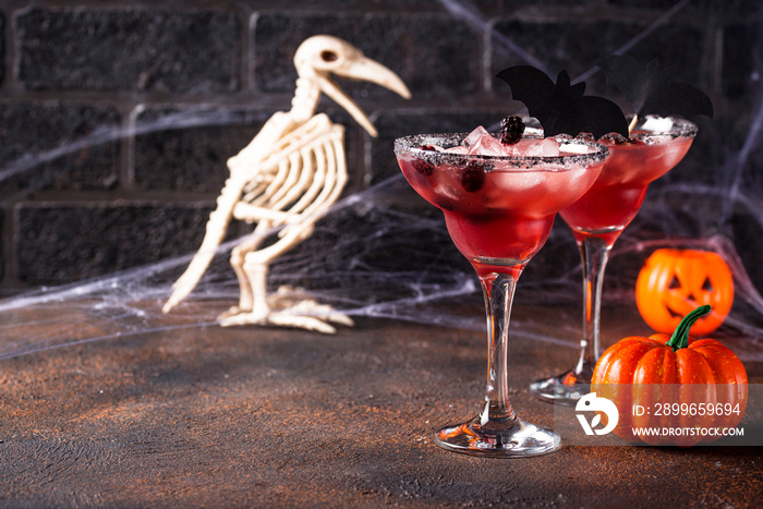 Halloweens spooky drink with blackberry