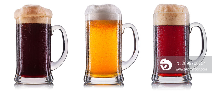 Frosty glass of beer isolated on a white background.