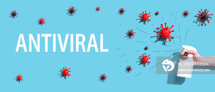 Antiviral Coronavirus theme with a spray bottle with virus