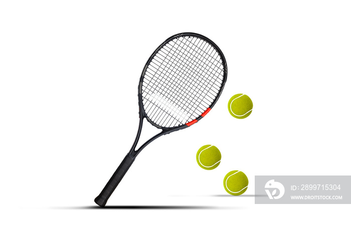 Tennis Racket And Balls white background