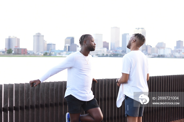 USA, Louisiana, Gay couple on bridge