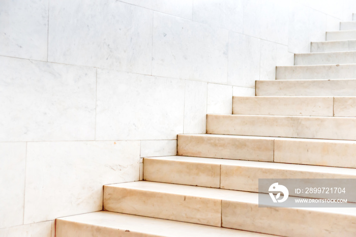 Marble staircase with stone stairs in building