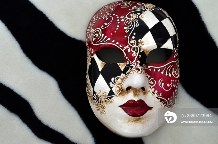 Venetian mask on a black and white background