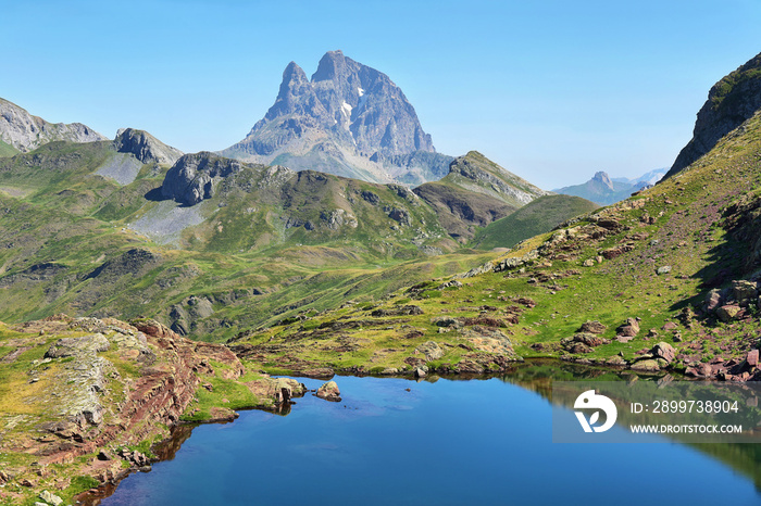 Pic du Midi d Ossau from Anayet plateau in Spanish Pyrenees, Spain