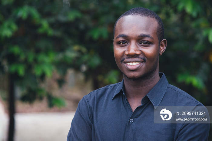 Portrait of a handsome African man smiling.