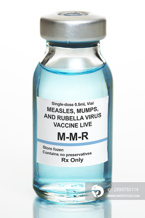 Small drug vial with MMR vaccine