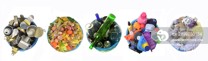 recycle of cans,compost,glass, plastic and paper