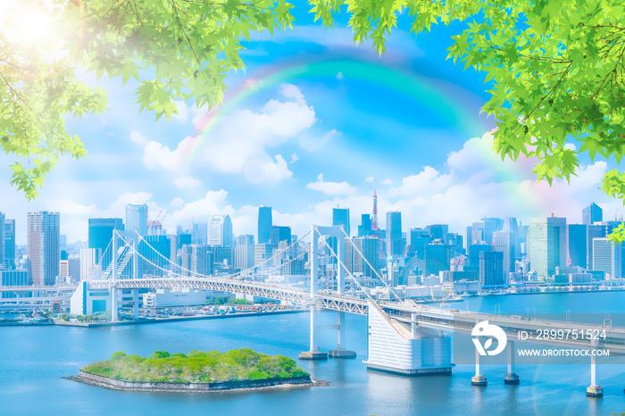 雨上がりの晴れた東京都市風景 Tokyo cityscape after the rain.