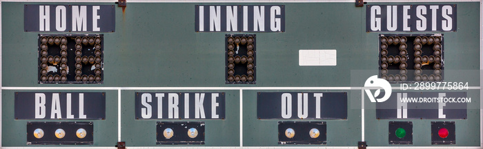 background close up of an old baseball scoreboard