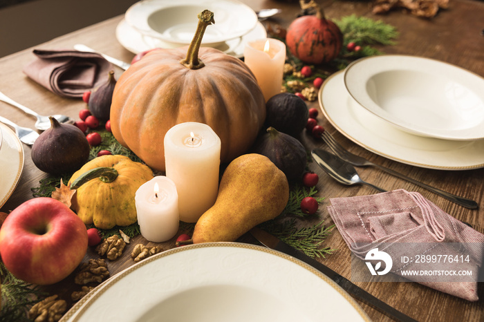 served table with autumn decor