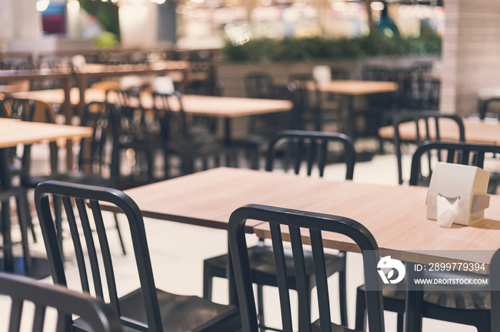 Empty table and chair in restaurant