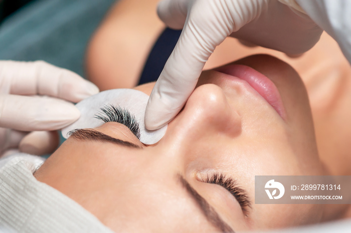 Eyelash extension procedure.