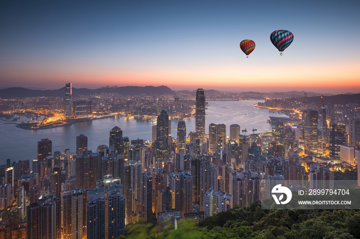 Hong Kong skyline at sunrise