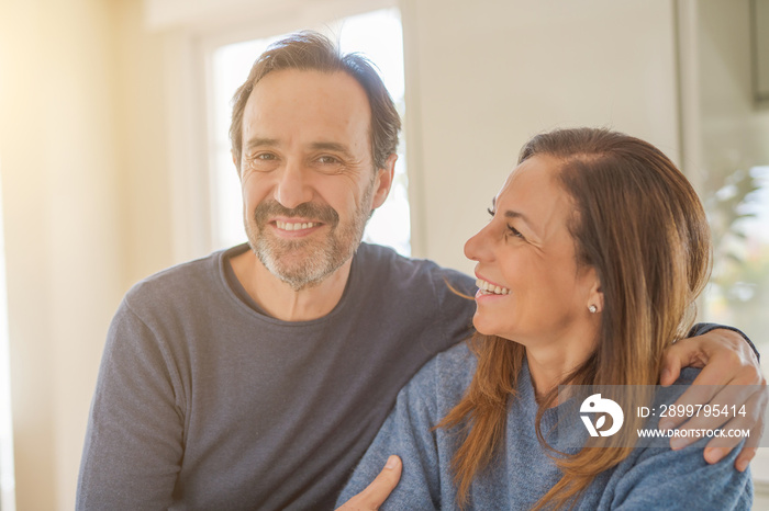 Romantic middle age couple in love at home