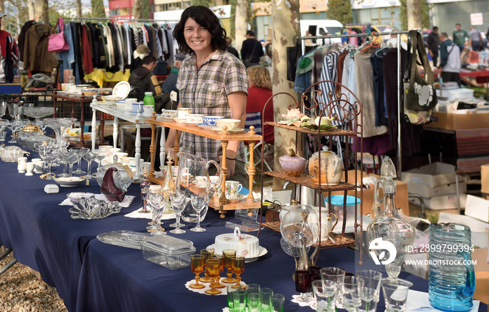 woman at a flea market shop