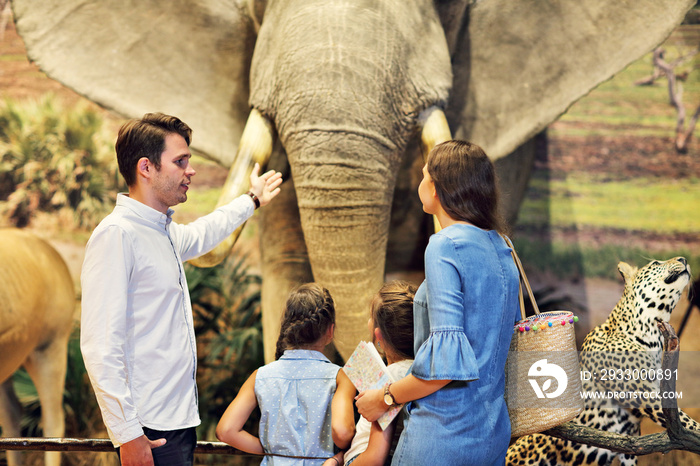 Joyful family in nature museum