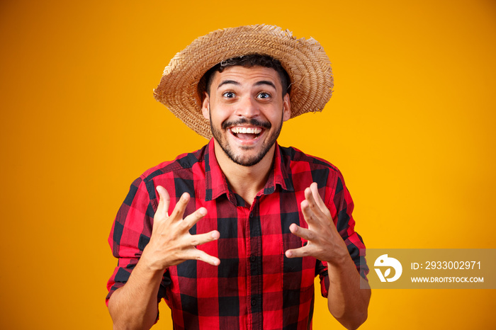 Brazilian man wearing typical clothes for the Festa Junina