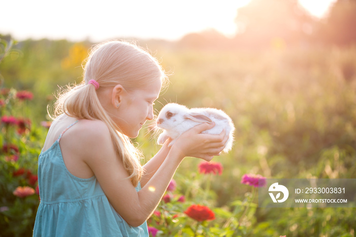 girl and rabbit