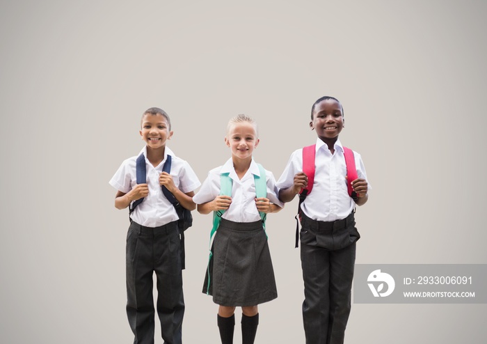 School kids in front of grey background