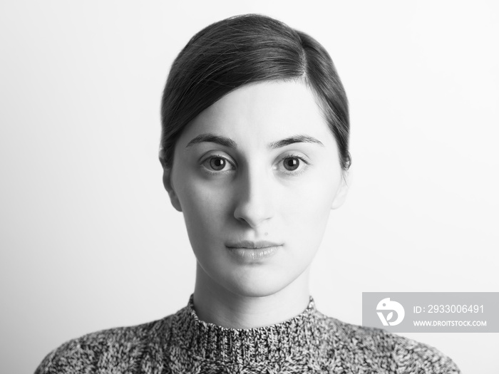 Black And White Portrait Of Young Beautiful Girl