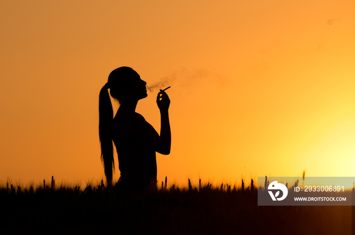 Smoking woman silhouette