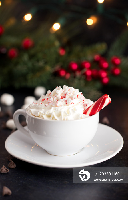 Peppermint Latte on a Table set for the Holidays