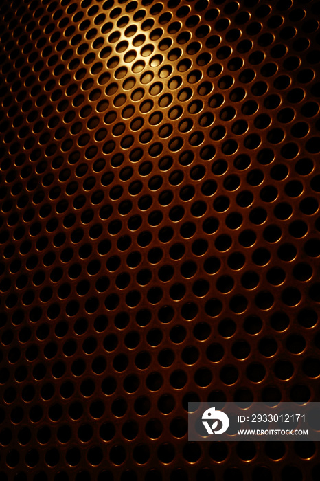 bronze shiny metal grille  as an abstract background