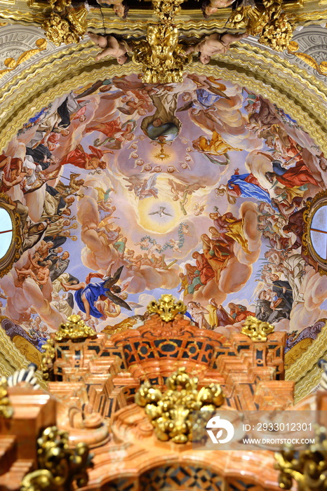 Interior of the Carthusian monastery church of the Assumption of Our Lady (Monasterio de la Cartuja) , Granada, Spain.