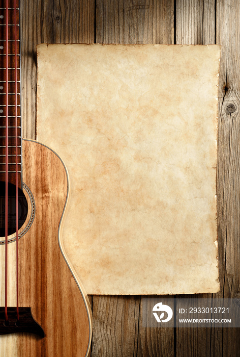 blank parchment sheet with ukulele bass