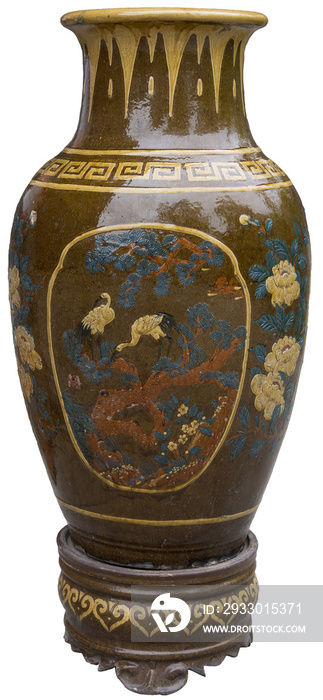 Isolated PNG cutout of a big Chinese vase on a transparent background
