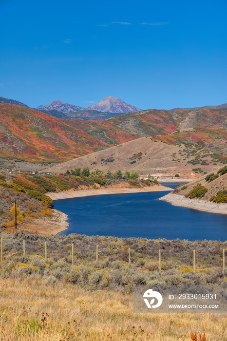 Jordanelle reservoir in Jordanelle State Park, Utah.