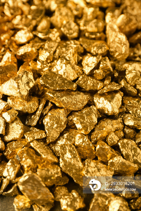 Many gold nuggets as background