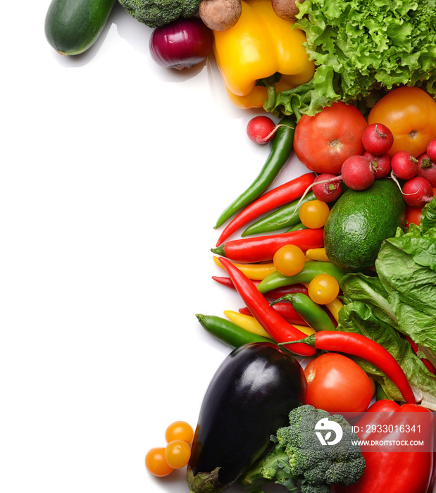 Fresh vegetables on white background